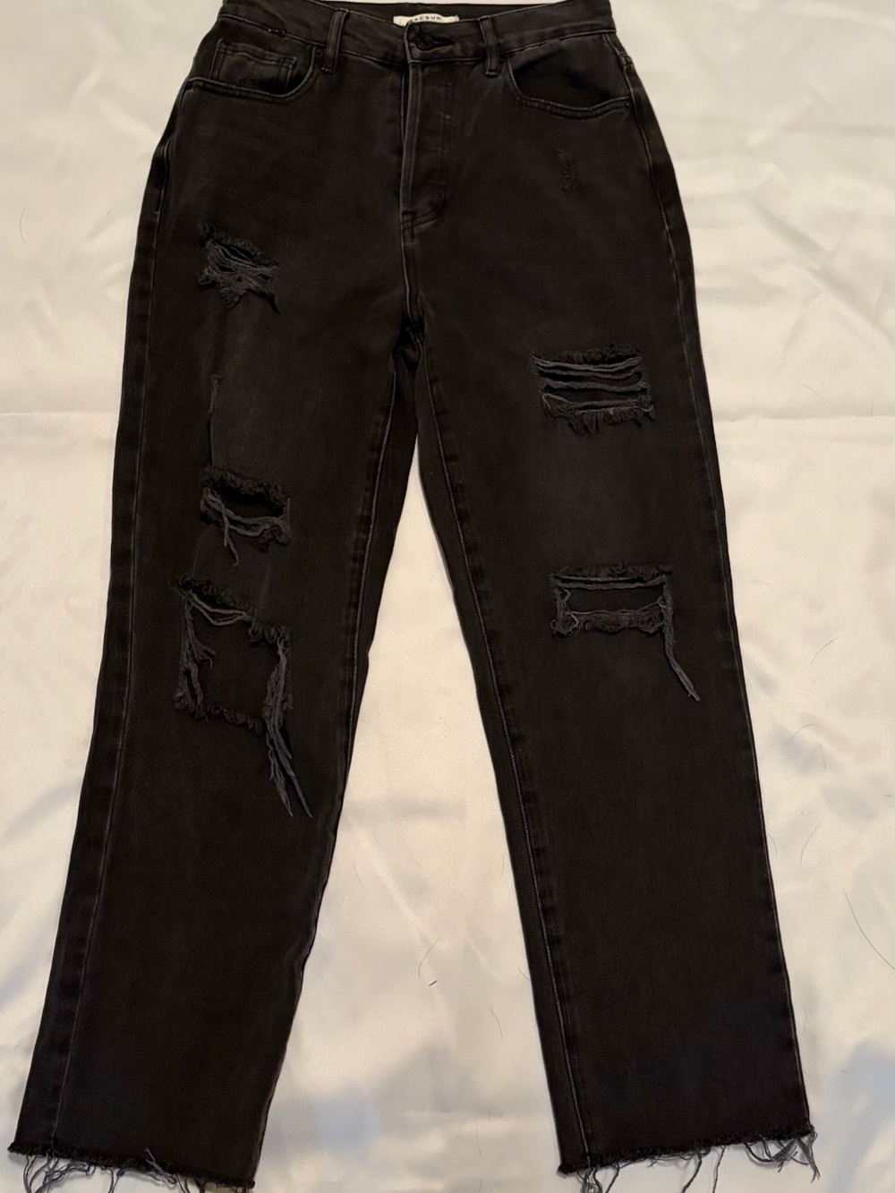 PacSun Black Distressed High Ride Straight Leg Jeans 26